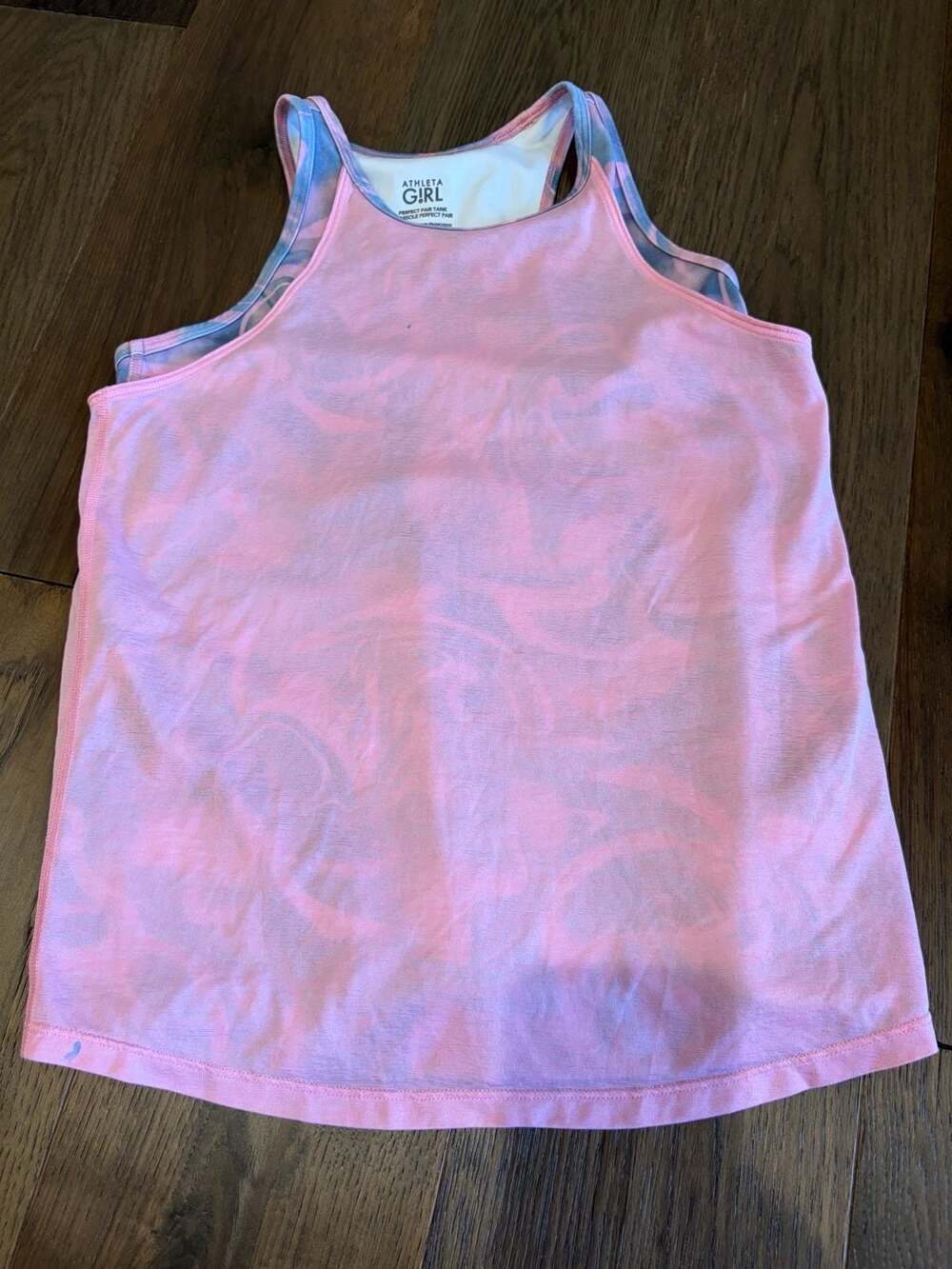 Athleta Girl Perfect Pair Tank Size 12 Pink and Blue Tie-Dye
